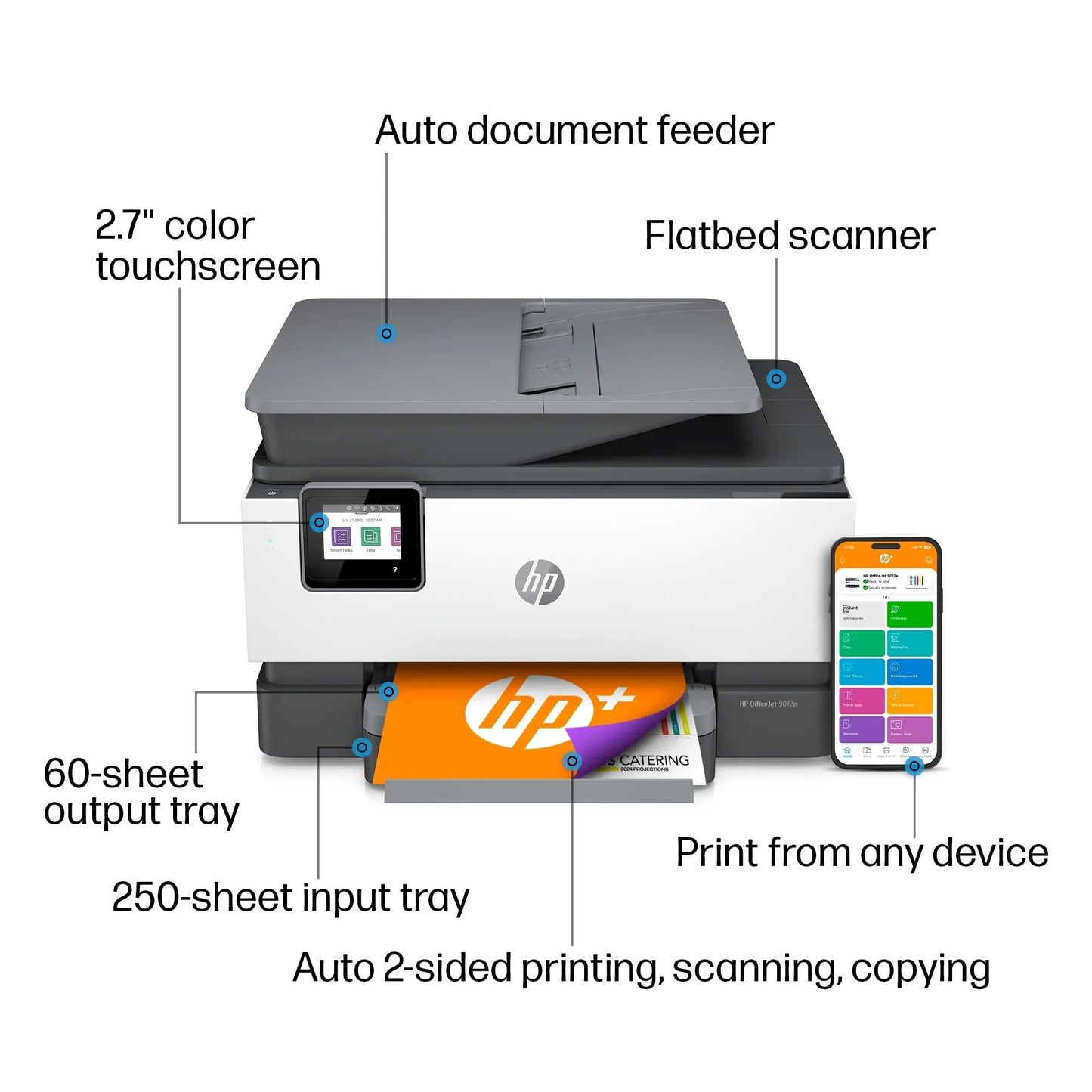 HP OfficeJet 9012e All-in-One Color Inkjet Wireless Printer Scanner Copier Fax with 6-month Instant Ink Mobile Computer Printers for Home Use Office