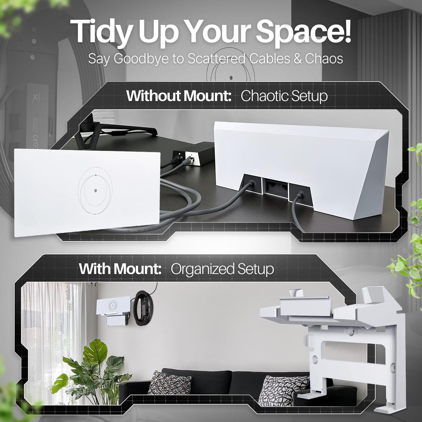 TNP for Starlink Gen 3 Router Mount - Wall Bracket Mounting Kit for Starlink V3 Mesh WiFi Router & Power Supply - 2 in 1 Space Saving Wall Mount