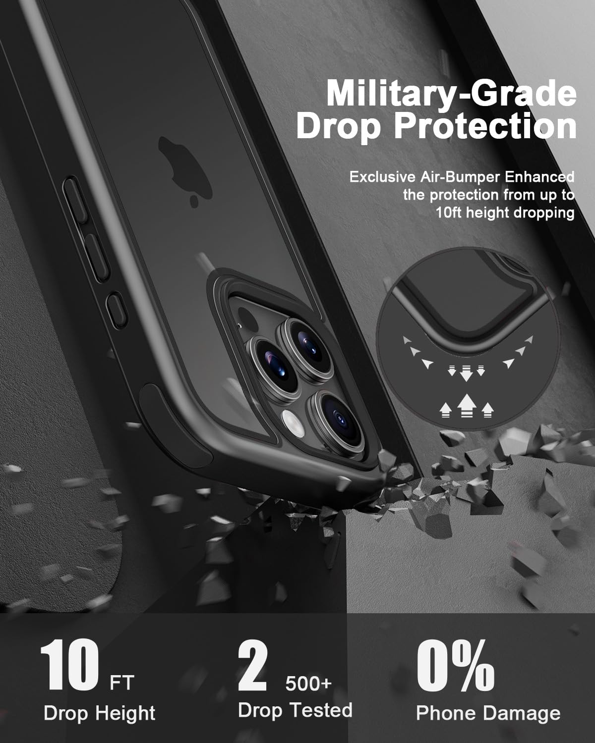 Mobnano Compatible with iPhone 15 Pro Max Case, with Multicolor Protective Shockproof Bumpers, Crystal Clear Back Not Yellowing Anti-Scratch Hard PC