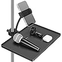 InnoGear Microphone Stand Tray, Mic Stand Tray with Phone Holder Adjustable Clamp On 10.6" × 8.1" Shelf for Boom Stand Tripod Music Stand Accessories
