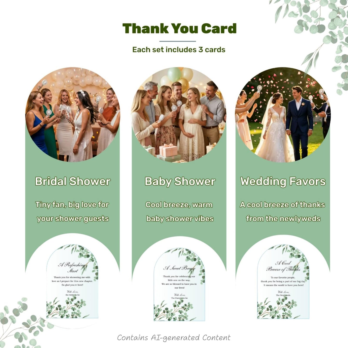 EPWQLC 48 Pack Wedding Mini Fans Bulk, Mini Portable Fan Bulk with Organza Bags and Thank You Cards, Handheld Battery Operated Fan for Wedding Bridal