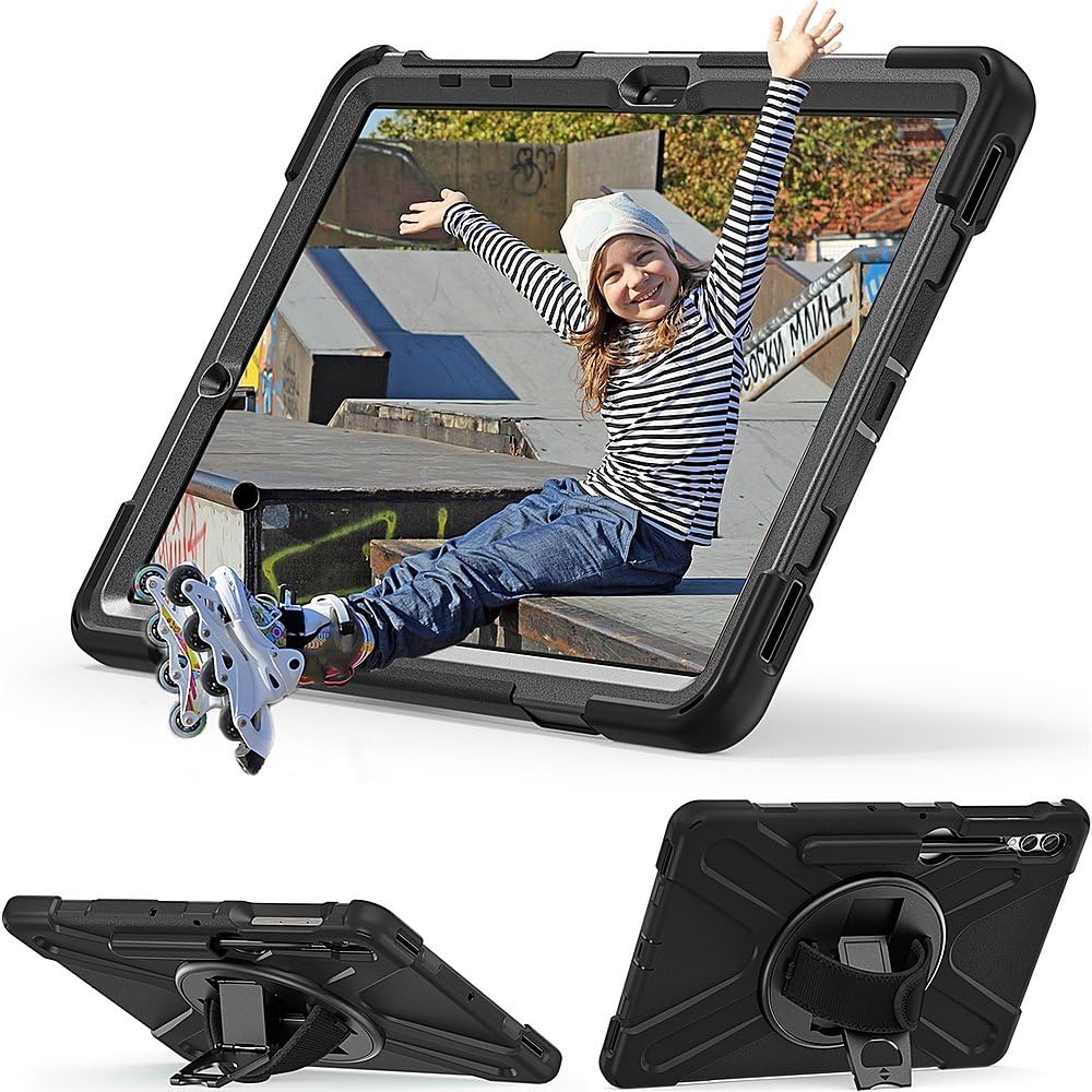 Sahara for Samsung Galaxy Tab S10+ / S9+ / S9 FE+ / S8+ Case - Heavy-Duty Protective Cover with Kickstand, Rotating Hand Strap & Shoulder Strap