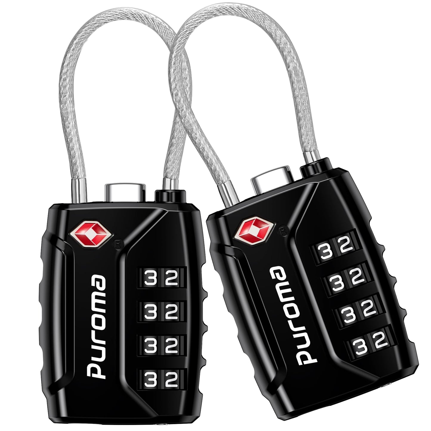 Puroma 2 Pack TSA Luggage Locks – 4-Digit Combination, Resettable Code Lock for Suitcases, Backpacks, Gym & Travel Bags