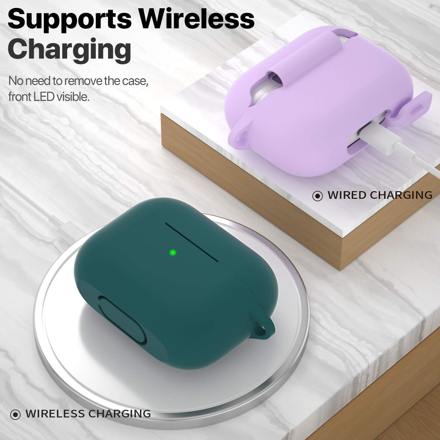 ATUAT for AirPods Pro 1st/2nd Generation Case Cover, Protective Silicone Skin Accessories with Keychain for Women Men for Apple AirPods Pro 2019/2022