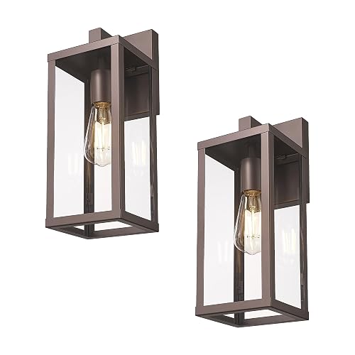 Outdoor Wall Light with Clear Glass, Anti-Rust Exterior Wall Sconce, Weather Resistant Outdoor Lantern, Exterior Lighting for Porch, Patio, Garage