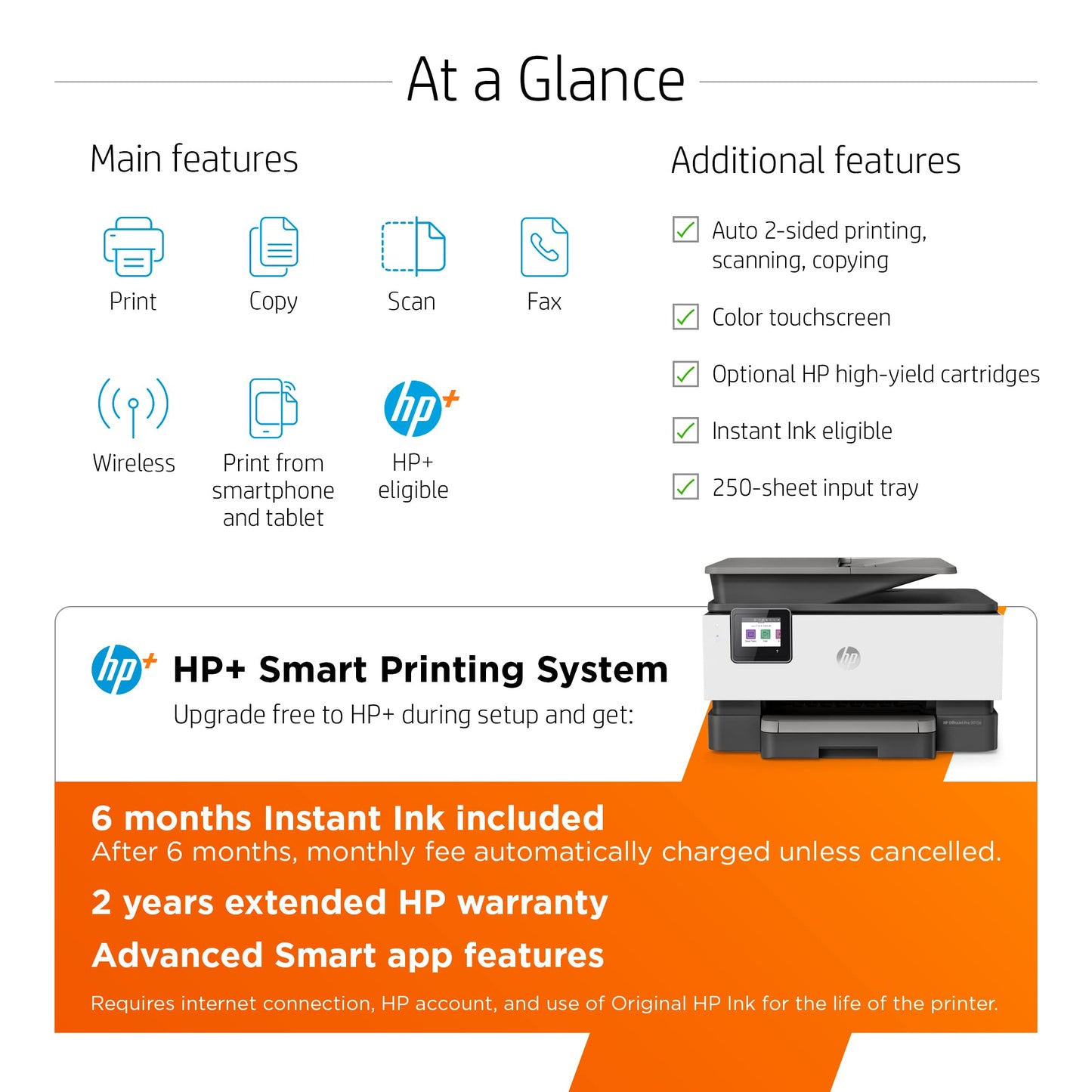 HP OfficeJet Pro 9015e Wireless Color All-in-One Printer with 6 Months Free Ink, Gray (1G5L3A) (Renewed Premium)