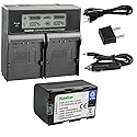 Kastar 1-Pack SSL-JVC50 Battery and CH04 LCD Dual Fast Charger Compatible with JVC GY-HM250 GY-HM250SP, GY-HM600, GY-HM600E, GY-HM600EC, GY-HM620U