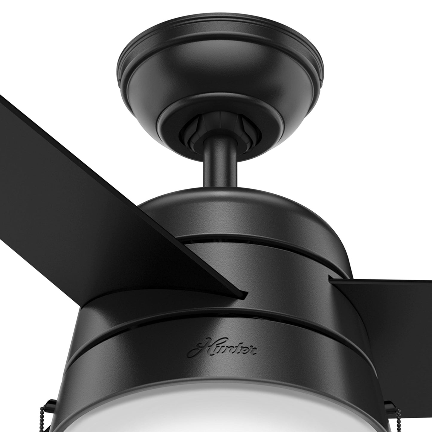 Hunter Fan 36 Inch Matte Black Indoor Ceiling Fan with Light and Pull Chain for Bedroom, Kitchen, Living Room (Renewed)