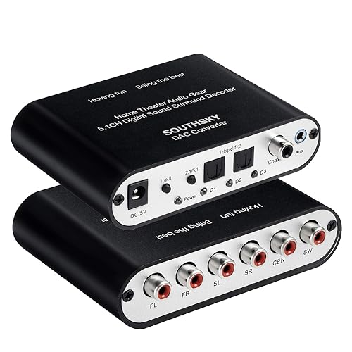 SOUTHSKY 5.1/2.1 Audio Rush Digital Sound Decoder Converter,Optical SPDIF, Coaxial to 5.1CH 2.1CH Analog Audio (6RCA Output) for Old AV Receiver