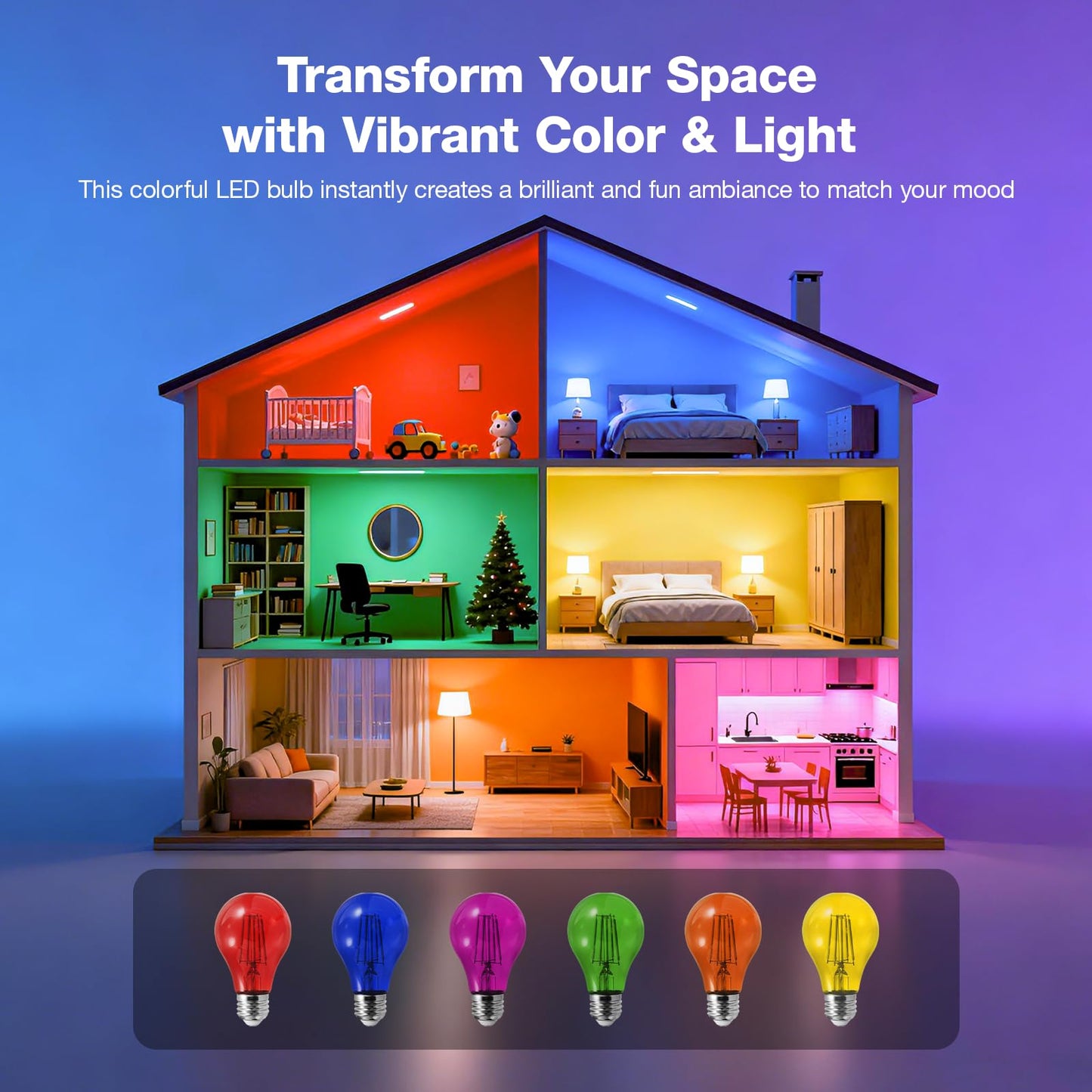 LEDVANCE Sylvania LED Blue Glass Filament A19 Light Bulb, Efficient 4.5W, 40W Equivalent, Dimmable, E26 Medium Base - 1 Pack (40304)