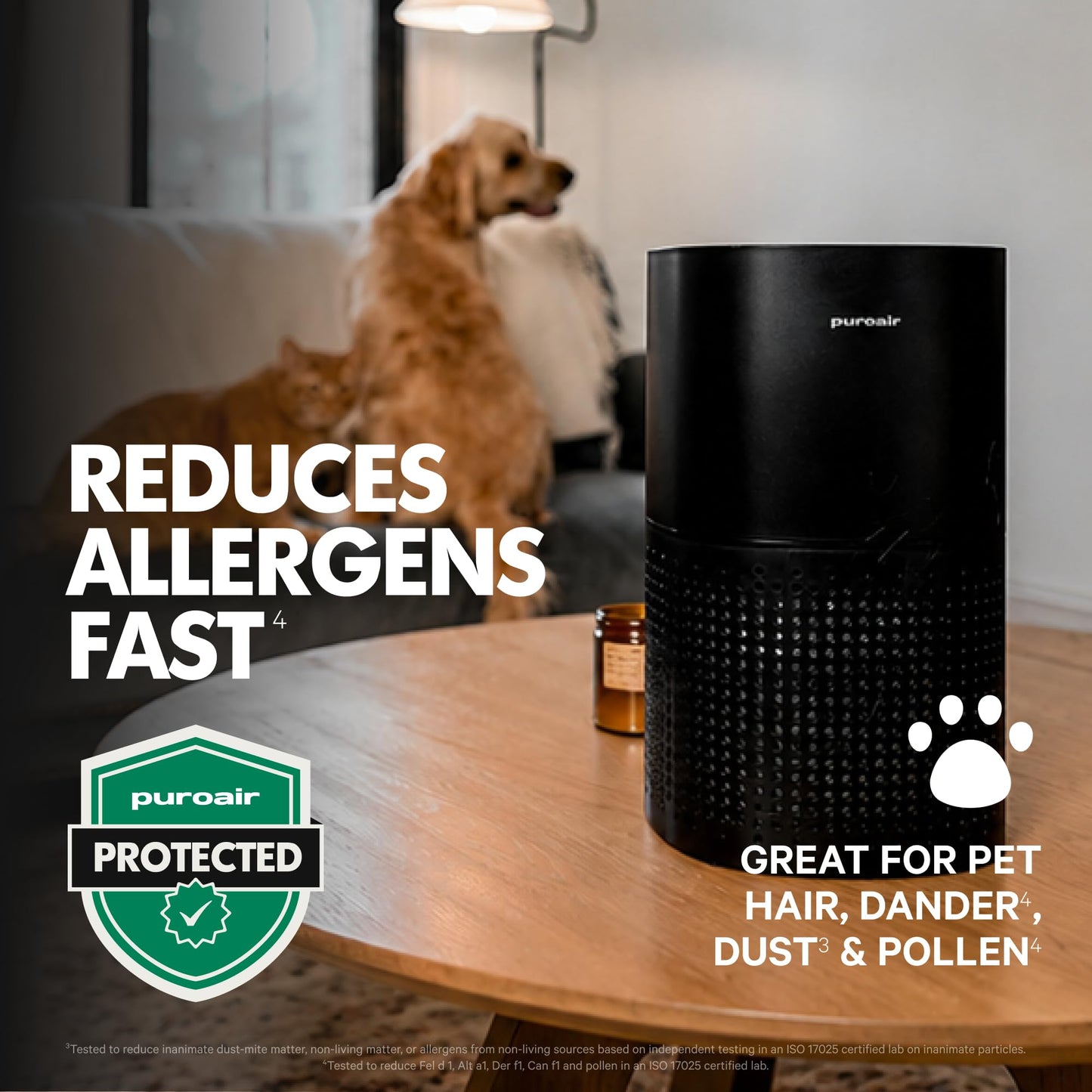 PuroAir 240 HEPA Air Purifiers for Home Pets Bedroom - Filter 1,000 Ft²