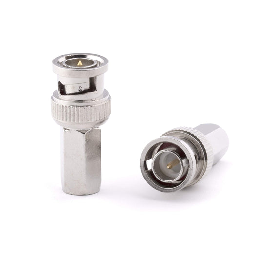 THE CIMPLE CO Screw-On BNC Connectors RG6 - Male Twist-On Coaxial Cable Ends - RG6 Coax Ends for SDI, HD-SDI, CCTV Security Camera Cable - Pack of 10