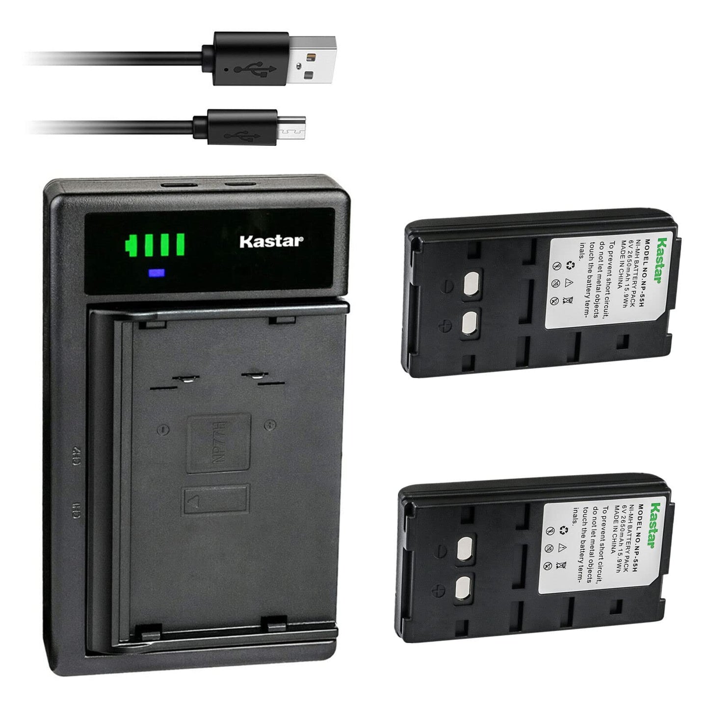 Kastar 2-Pack NP-55H Battery and LTD2 USB Charger Compatible with Sony NP-33 NP-55 NP-55H NP-66 NP-68 NP-77 NP-77H NP-78 NP-90 NP-98 NP-98H NP-99