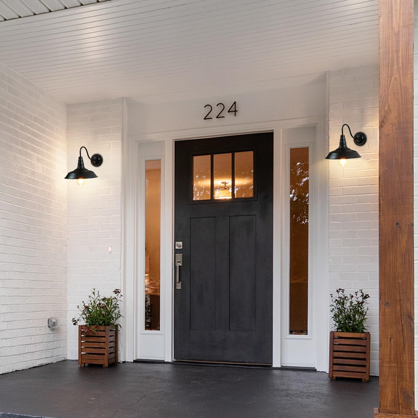 LynPon Gooseneck Barn Lights Indoor, Black Farmhouse Wall Sconces Set of Two, 2 Pack Rustic Wall Light Fixtures Industrial Wall Mount Lighting