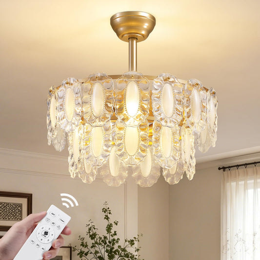 7PM 20" Gold Fandelier Ceiling Fan Light with Remote