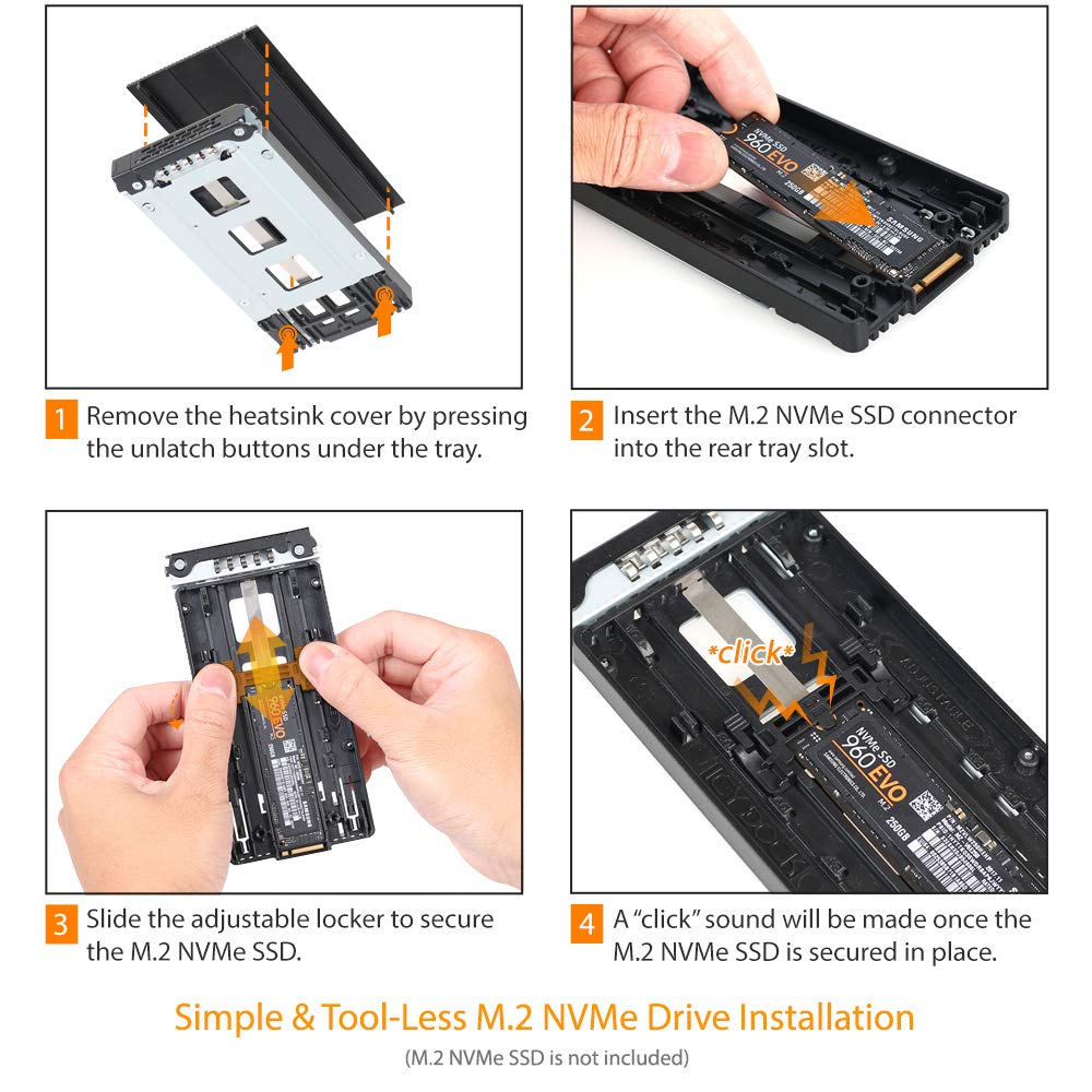 ICY DOCK M.2 PCIe 3.0/4.0 NVMe SSD Removable Mobile Rack Enclosure for External 3.5” Drive Bay | ToughArmor MB833M2K-B