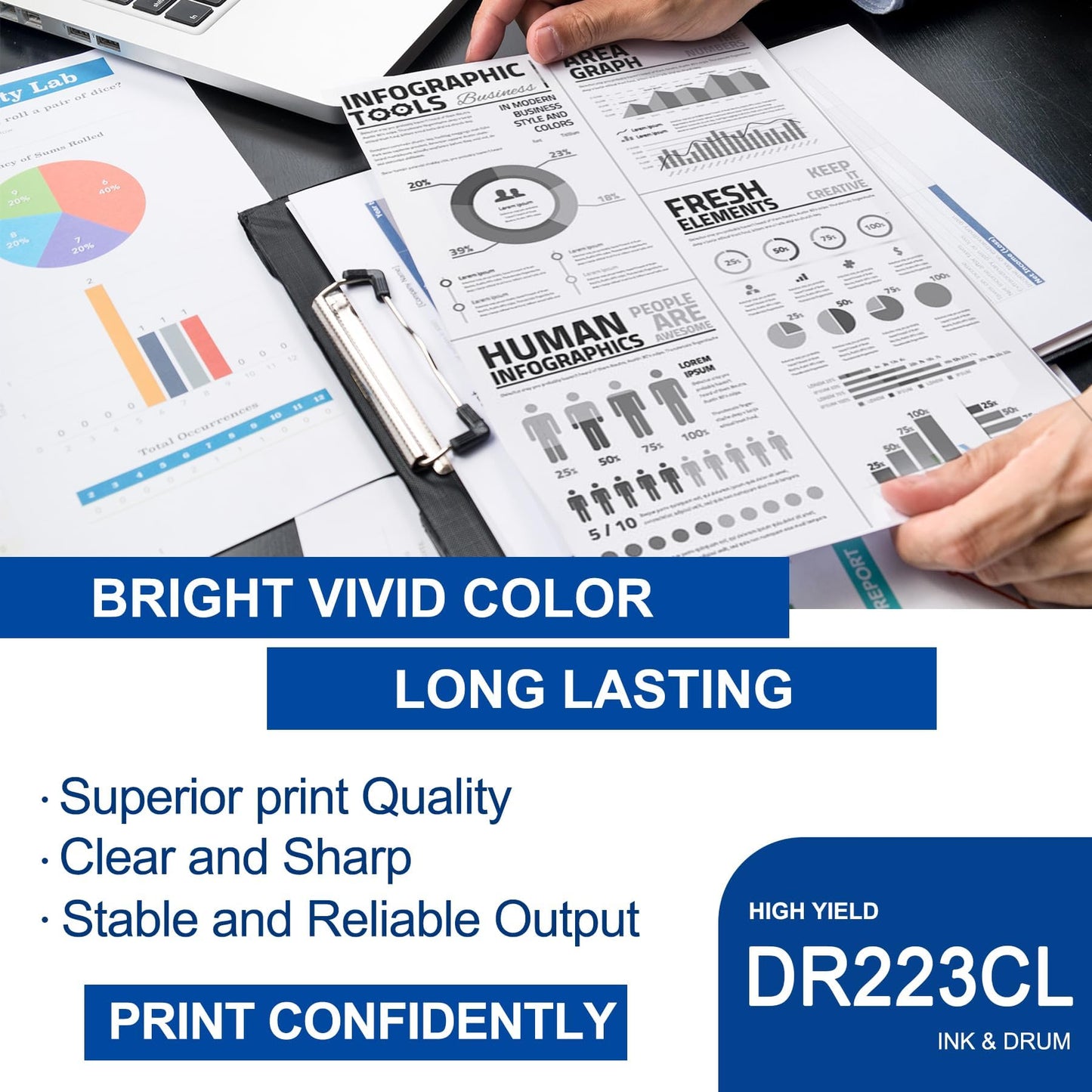 1 Pack DR223CL Black Drum Unit High Yield Compatible DR223CL Replacement for Brother MFC-L3770CDW L3710CW L3750CDW HL-3210CW 3230CDW 3270CDW 3290CDW