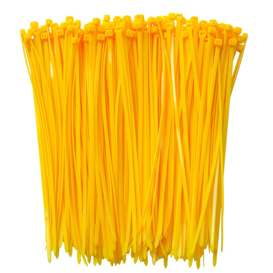8 Inch Clear Zip Ties (Tying Length 6.7"), 300pcs Nylon Cable Ties,Heavy Duty Cord Strap YELLOW