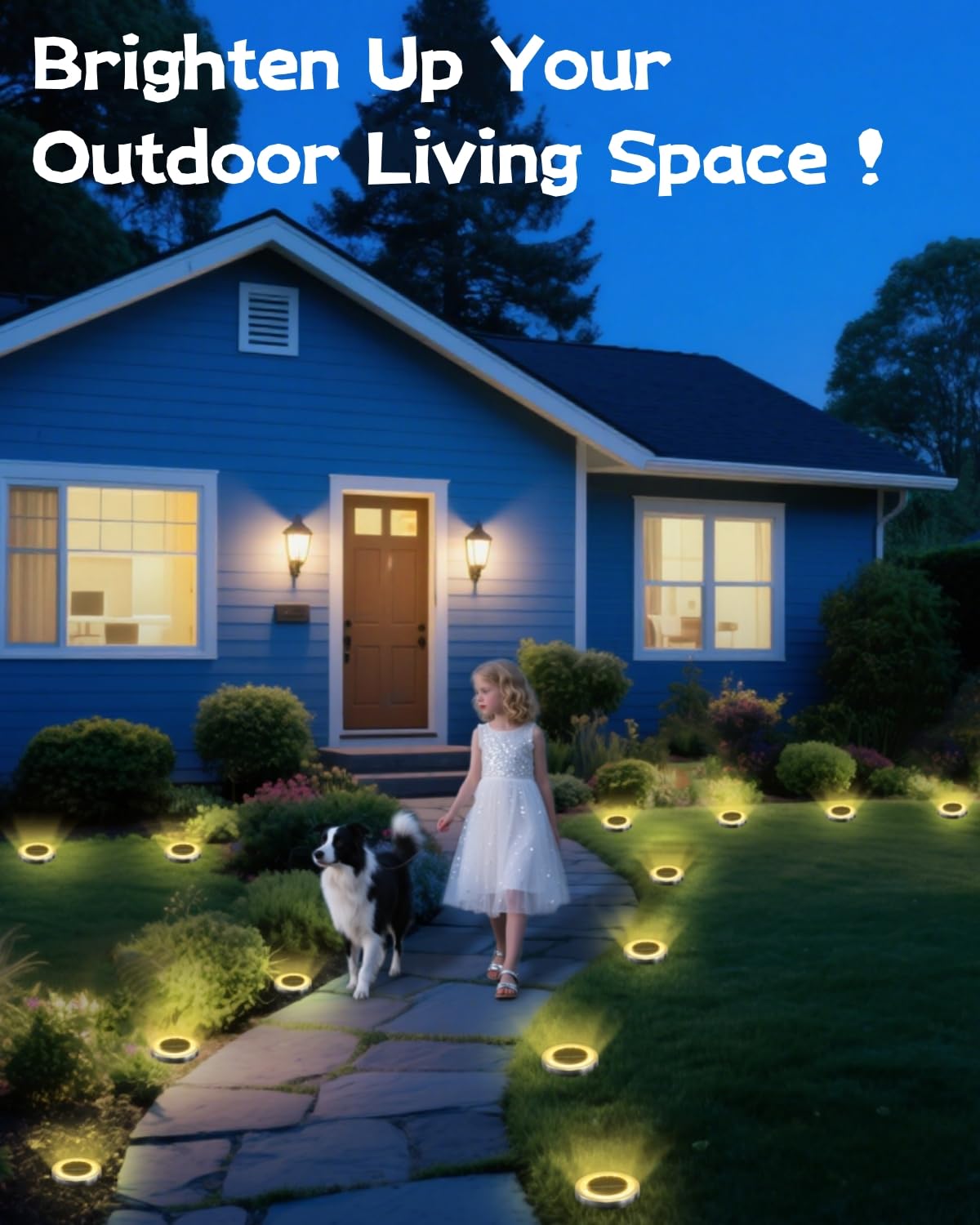 Mini Solar Ground Lights Outdoor 32 Pack Waterproof Upgraded Anti-Rust Solar Flat Garden Lights Stainless Steel Solor Powered Disc Landscape Light