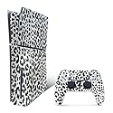 MightySkins Skin Compatible with PlayStation 5 Slim Disk Edition Bundle - Snow Leopard Print | Protective, Durable, and Unique Vinyl Decal wrap Cover
