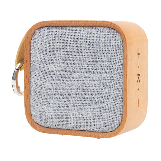 xo poppy ClipBeat Mini Wireless Speaker, Bluetooth Wood Finish, Type-C Rechargeable, Touch Control, Portable with Carabiner Clip