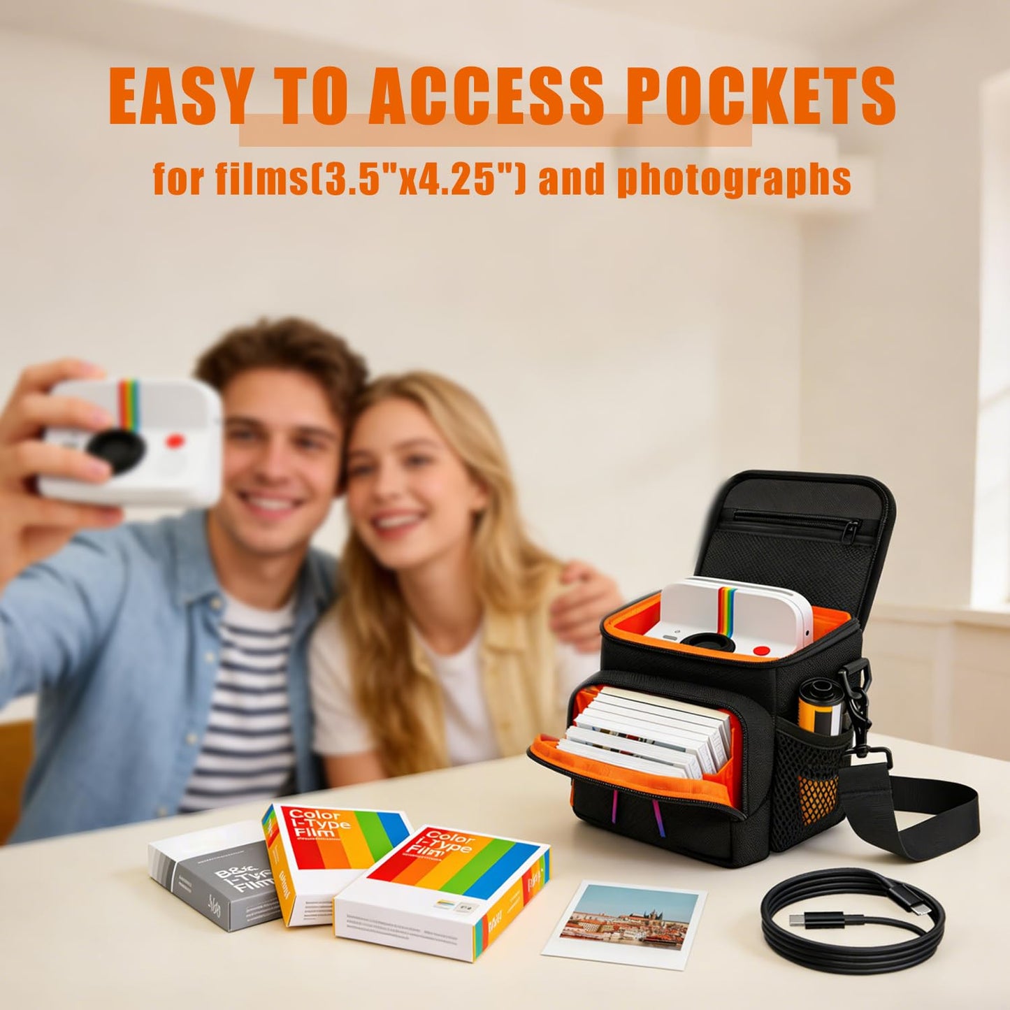 Camera Sling Bag Compatible with Polaroid Now+ Generation 3rd/2nd/1st I-Type, Camera Carrying Bag Compatible with Polaroid Now Instant Camera,Camera