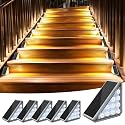 AUDLES 6 Pack Solar Stair Lights Outdoor Stair Lights with Waterproof IP67 LED Solar Light for Outside Light Decor for Stair, Deck, Front Step, Front