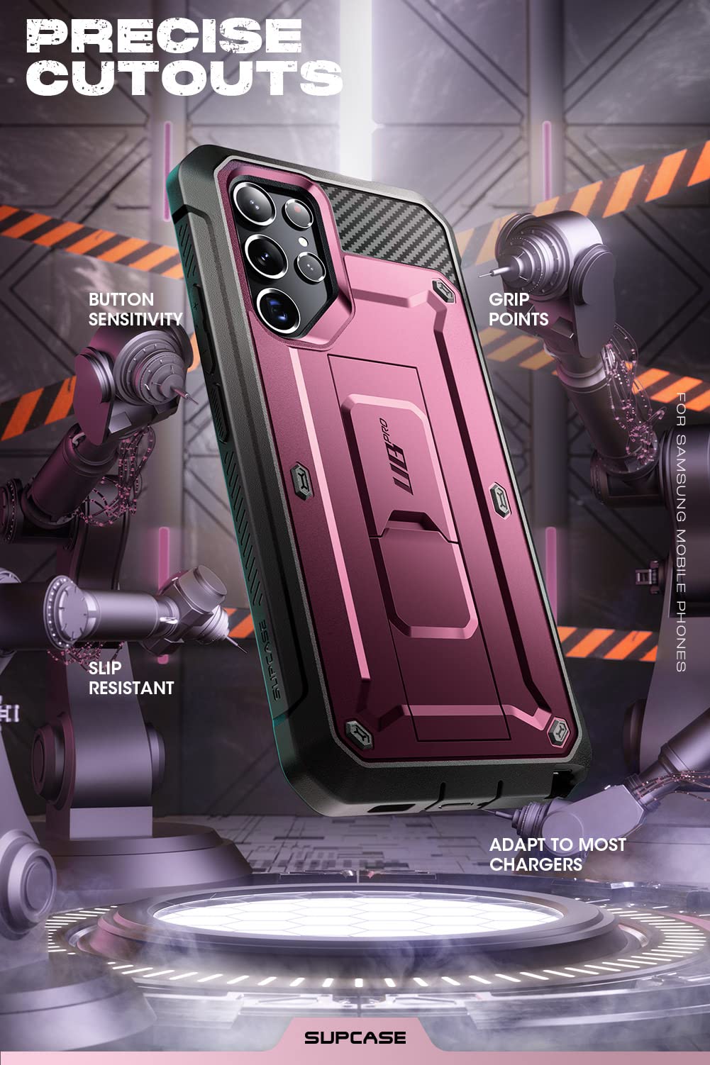 SUPCASE for Samsung Galaxy S22 Ultra Case with Stand, [Unicorn Beetle Pro] [2 Front Frames] [Built-in Screen Protector & Belt-Clip] Military-Grade
