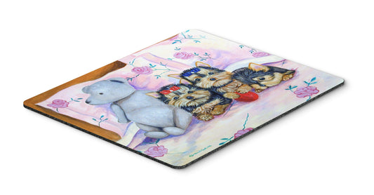 Caroline's Treasures 7192MP Yorkie Puppies Three in a Row Mouse Pad, Hot Pad or Trivet for Home Office Gaming Working Computers Laptop Mouse