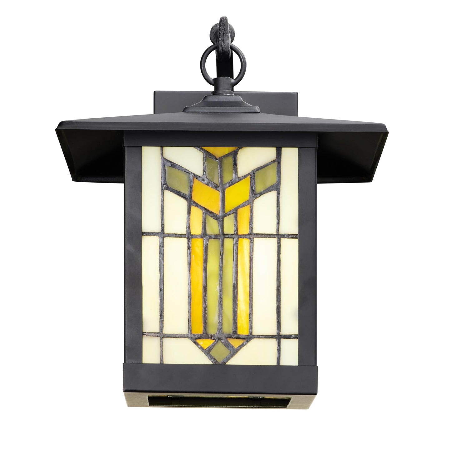 RIVER OF GOODS Stained Glass Outdoor Light Fixture - 11.75" H - Mission Style Porch Light - Lily