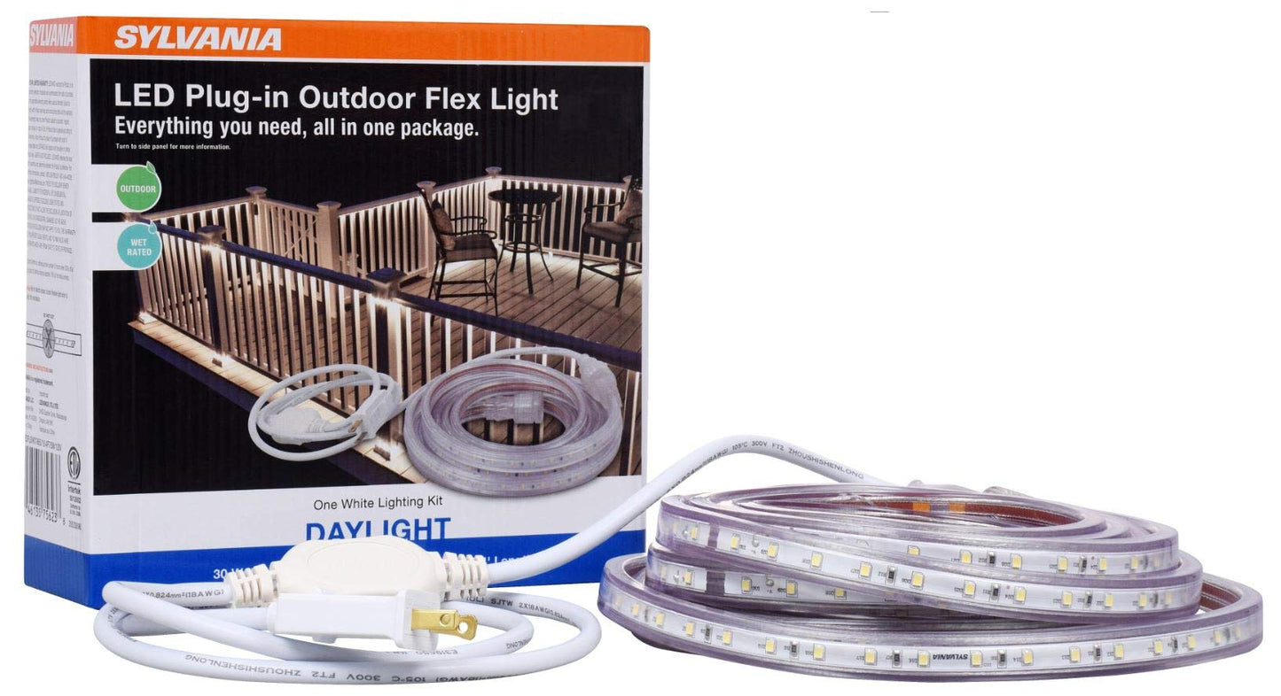 SYLVANIA LED Plug-in Outdoor Flex Light Strip Complete Lighting Kit 16.4 Inch, 6500K Daylight Color Temperature - 1 Pack