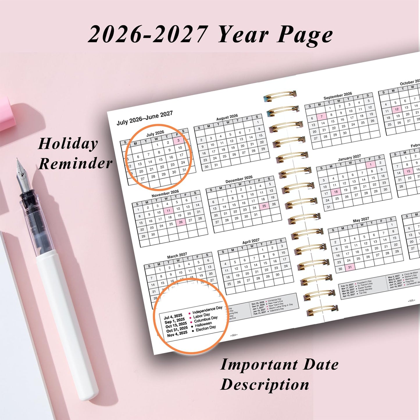 Academic Planner 2026-2027, July 2026-June 2027 Weekly and Monthly Planner Calendar, 5" x 8" School Planners for Teacher & Student, Planning Agenda