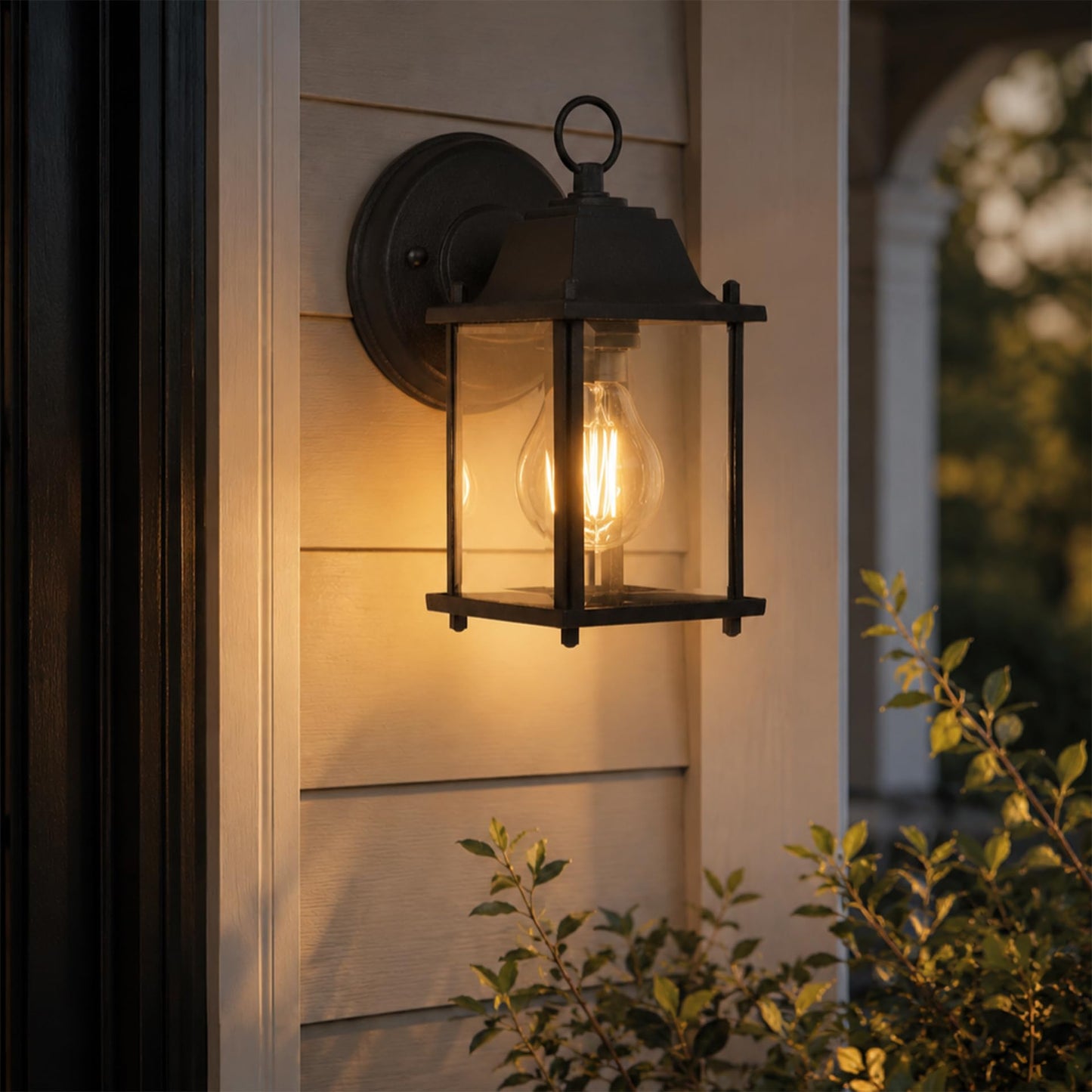 Capital Lighting HomePlace 9850BK Transitional Antique Glass Outdoor Wall Lantern, 1-Light 60 Watt, 8" H x 5" W, Black