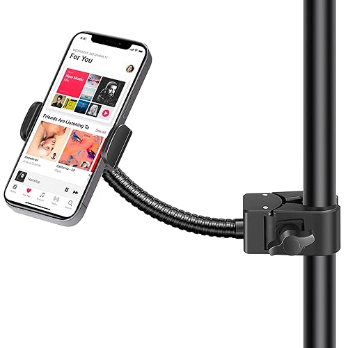 InnoGear Mic Stand Phone Holder, Flexible Gooseneck Mount Clamp for Microphone Boom Arm Tube Pipes Music Accessories for iPhone 16 15 14 13 12 MAX Pro