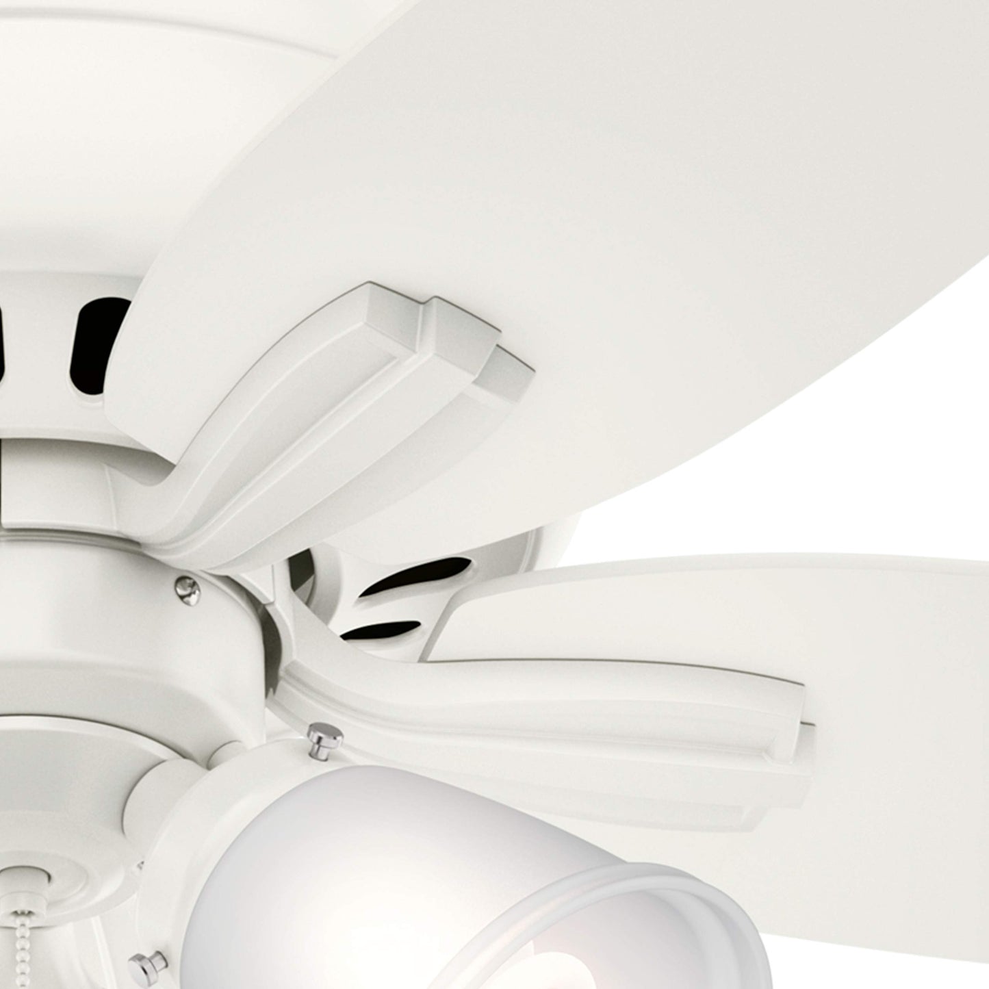 Hunter Fan 42 inch Fresh White Finish Flush Mount Ceiling Fan with 3 Light Fitter (Renewed)