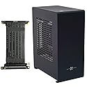ZZEW A1P Mini-ITX Case, Micro ITX PC Case, Mini Computer Case in Black Color, Full Aluminum Small Gaming Case with 3.0 Dual Reverse PCI Riser Cable
