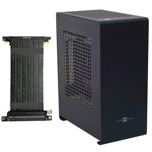 ZZEW A1P Mini-ITX Case, Micro ITX PC Case, Mini Computer Case in Black Color, Full Aluminum Small Gaming Case with 3.0 Dual Reverse PCI Riser Cable