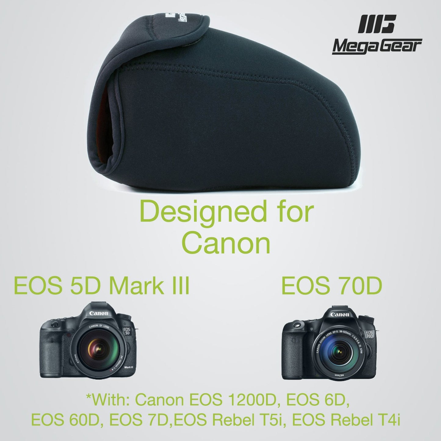 MegaGear ''Ultra Light'' Neoprene Camera Case, Cover, Bag Protector for DSLR Cameras Canon EOS 7D Mark II, 70D, Rebel T5i, 6D, Rebel T4i, 5D Mark III