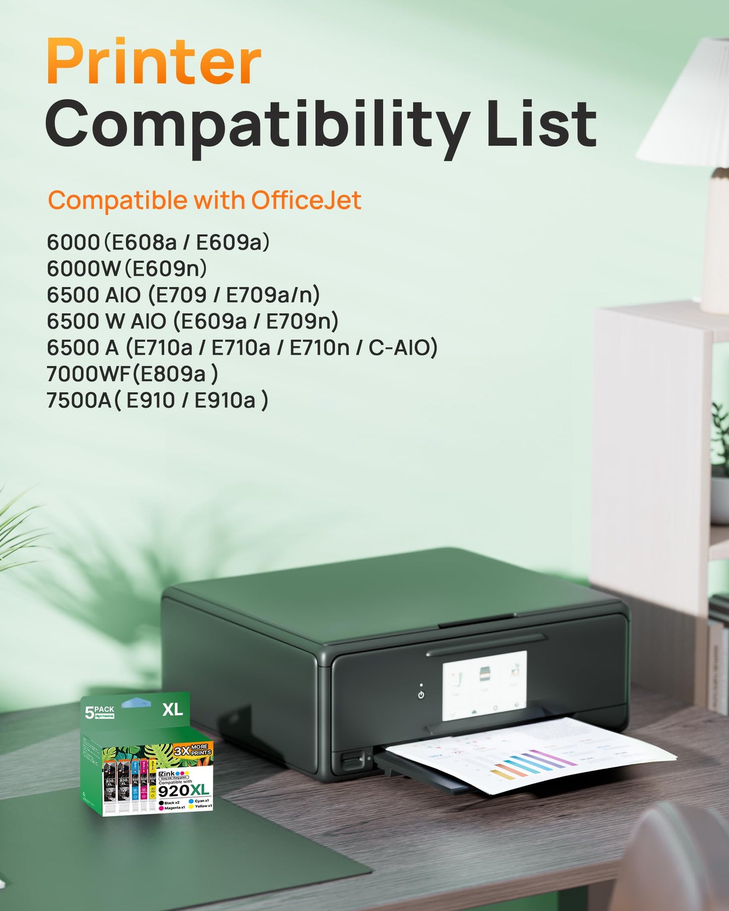 E-Z Ink Compatible 920xl Ink Cartridges Combo Pack Replacement for HP 920XL 920 for use with Officejet 6500 6500A 6000 7000 7500 7500A E709 Printer (2