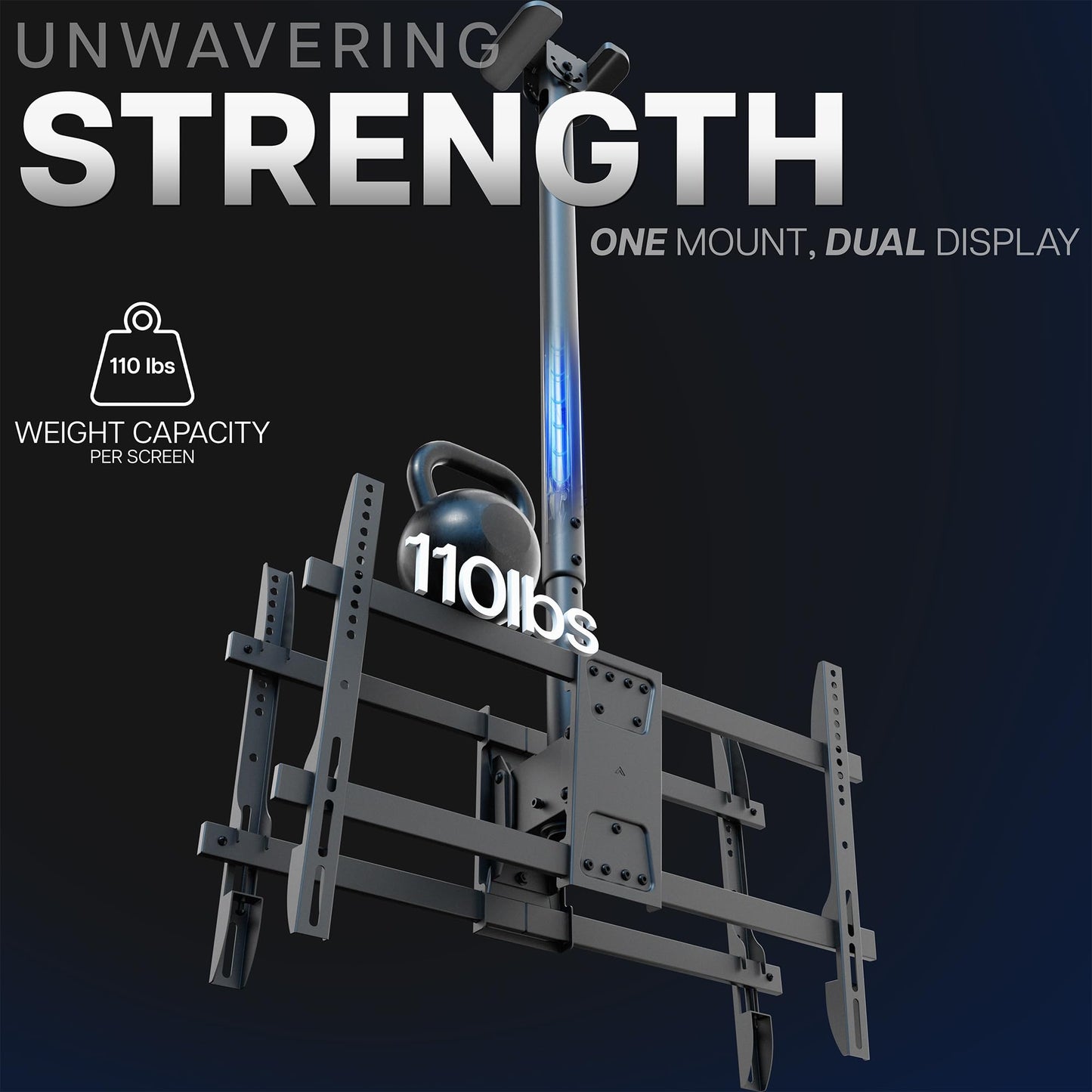 VIVO Back-to-Back Dual TV Ceiling Mount for 43 to 86 inch Screens, Heavy Duty, TVs up to 110 lbs Each, 5.5ft Extension Pole, Maximum VESA 600x400