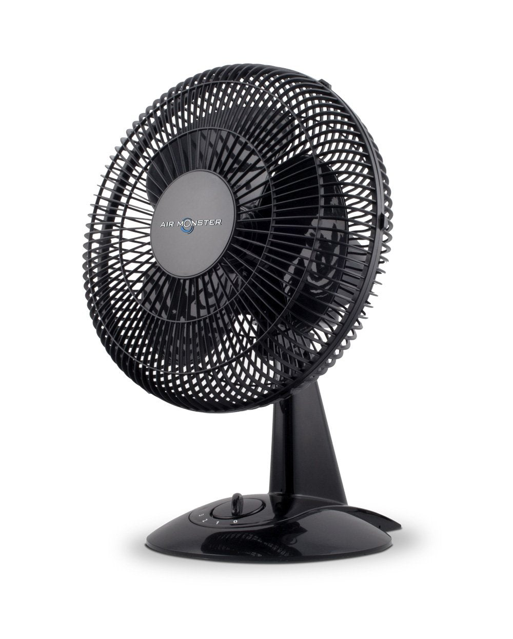 Air Monster Desk Fan - 12 Inch | Quiet Desk Fan with 90 Degree Oscillation, Plastic Grill, 3 Speed Settings, Adjustable Tilt - ETL Listed, Black