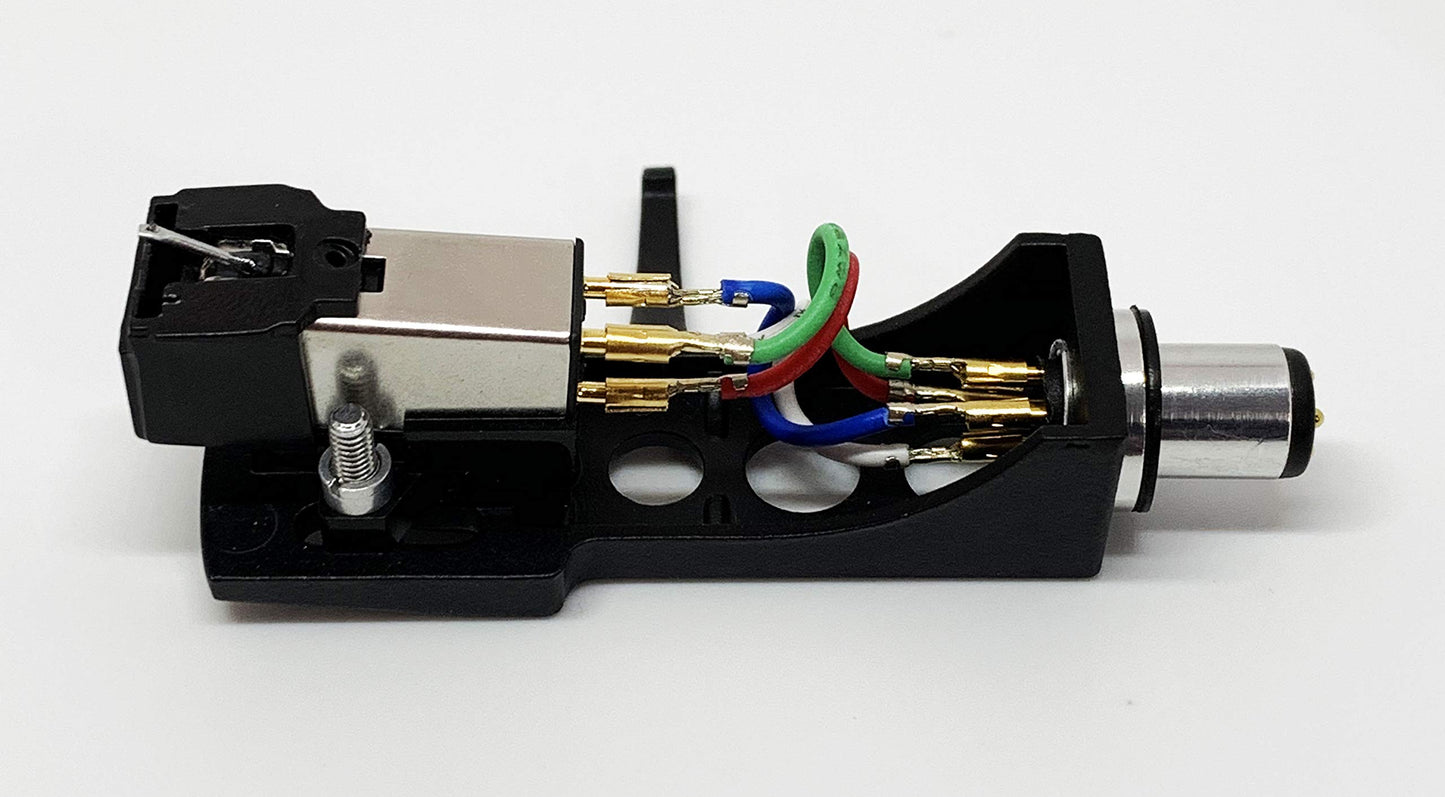 Black Headshell, Mount, Cartridge and Conical stylus, needle for Pioneer PL4, PL445, PL5, PL6, PL707, PL740, PL750, PLL1000