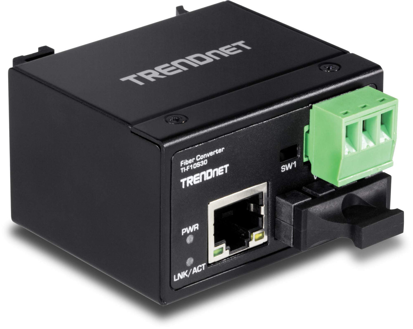 TRENDnet Hardened Industrial 100Base-FX Single-Mode SC Fiber Converter, (30 km, 18.6 Miles), IP40 Rated Housing, TI-F10S30,Lifetime Protection,Black