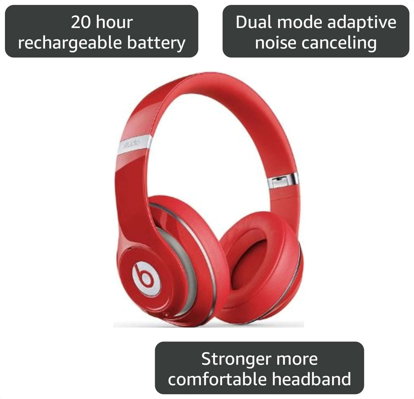 Beats Studio 2.0 WIRED Over Ear Headphone - Red NOT WIRELESS (Renewed)