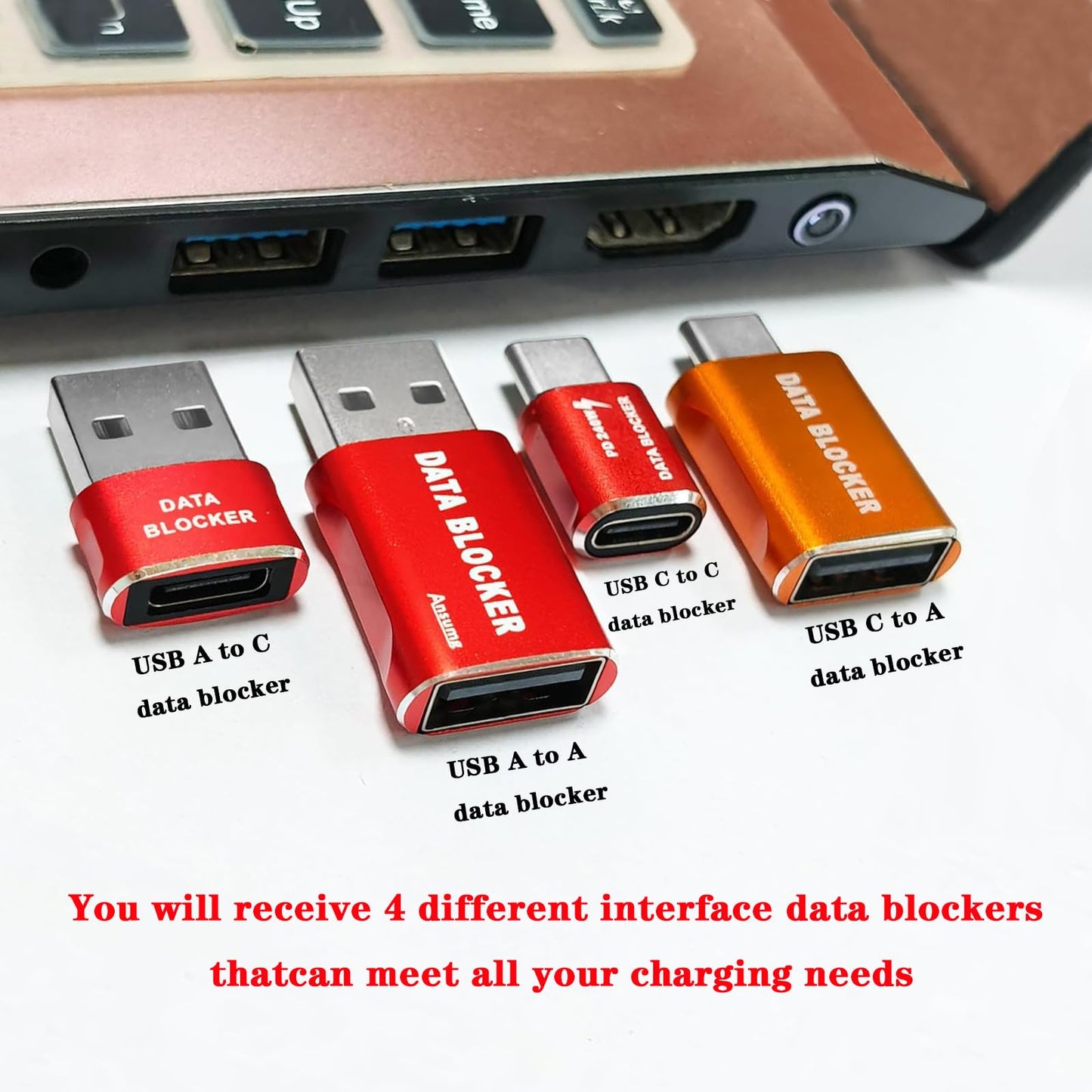 USB Data Blocker Adapter & USB C Data Blocker, A to A & A to C & C to C & C to A Only for Charge, Protect Against Juice Jacking,for iPhone 15 16