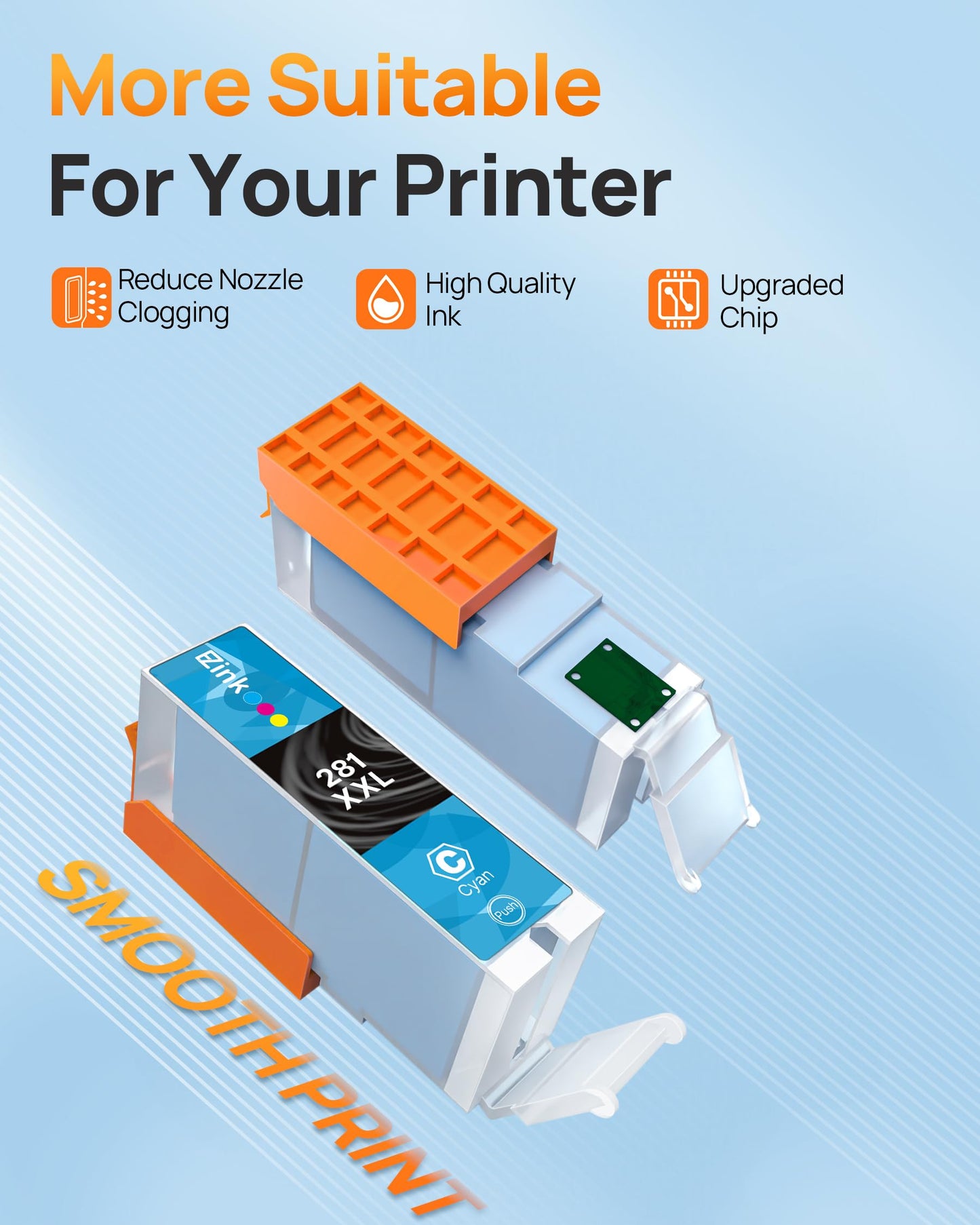 E-Z Ink Compatible Ink Cartridge Replacement for Canon 281XXL CLI-281XXL to use with TR8620a TR8620 TS702a TS9520 TS9521C TR8520 TS6220 TS6320 TS8220