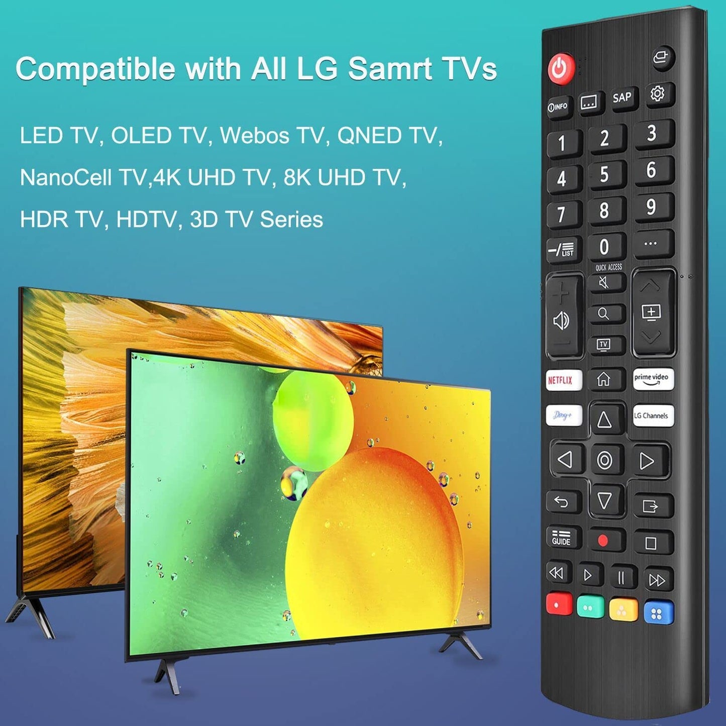 Universal TV Remote Control for LG TV + Night Glow Remote Case, Replacement for LG Remote Control Compatible with All LG Smart TV Models (LCD LED UHD