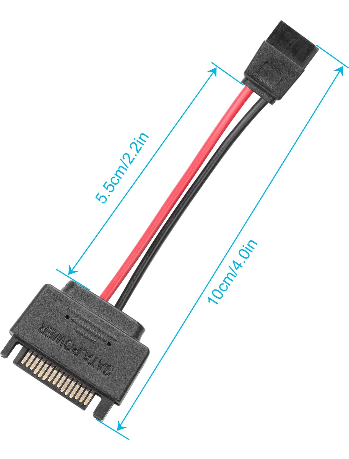 ELFJMZP SATA 15-pin Male to SATA 6-pin Female Adapter Cable Suitable for Slimline Optical Drives 6P Conversion Power Supply 20AWG 4 inches Black(Pack