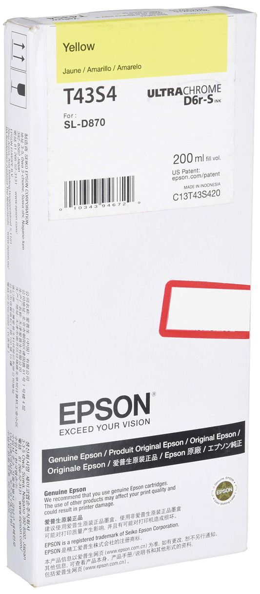 Epson T43S, 200ml Yellow Ink Cartridge