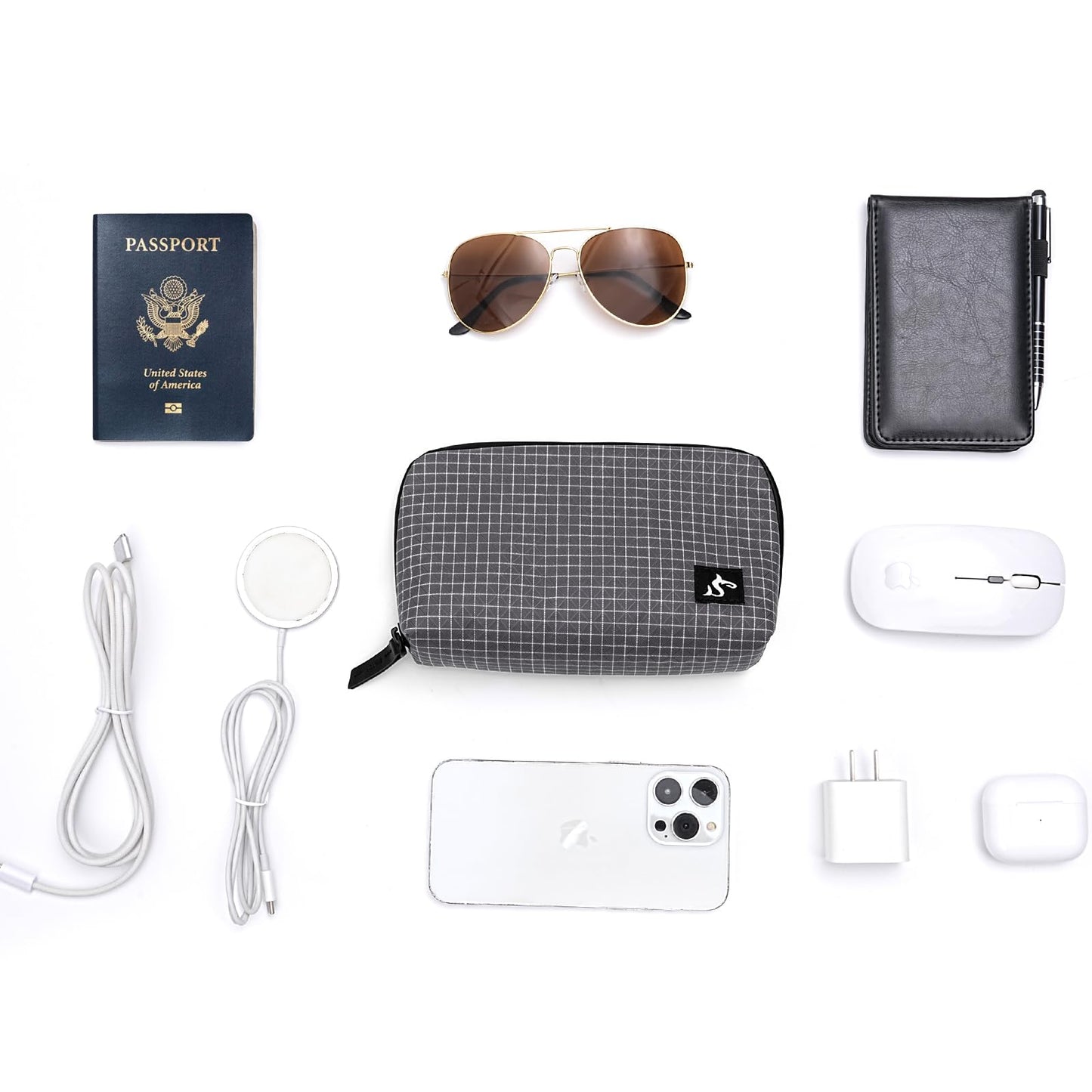 SIMTOP Small Tech Accessory Pouch Cable Organizer Bag, Compact Electronics Travel Case for Charger, Cords, Mouse & Power Bank, Water-Resistant